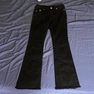 BECCA Black High-Rise Flare Jeans with Frayed Hem